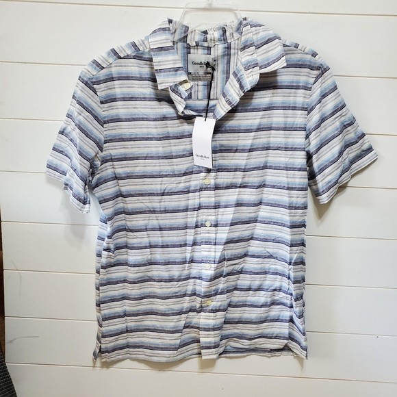 NWT Goodfellow slim men size M short sleeve buttonup Northrop shirt horizon blue - Picture 1 of 5